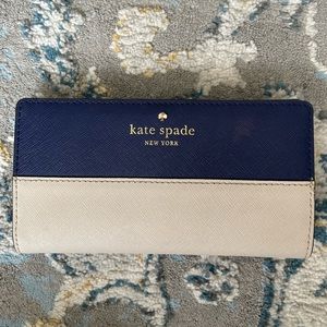 Full Sized Kate Spade Wallet in Minimal Blue and White Design